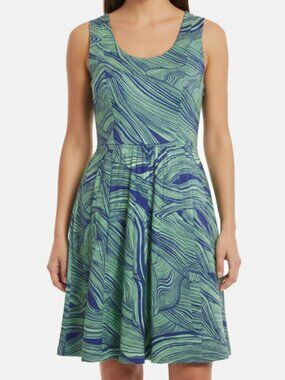 Plenty by Tracy Reese Size 4 Dress Blue Green Fit & Flare Tessa Marble Size 8